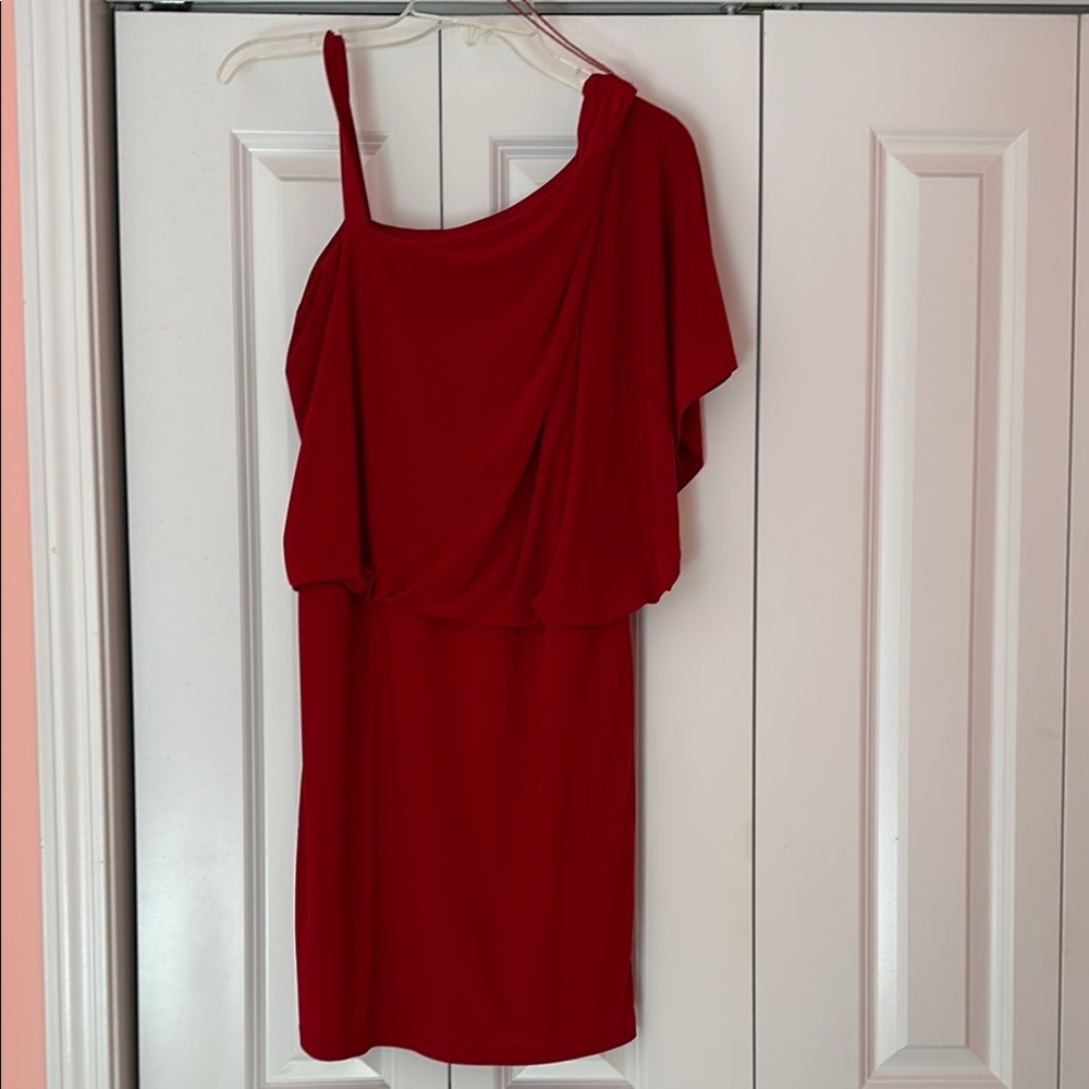 Elegant Red Draped Dress